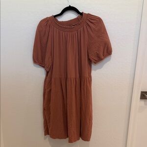 Universal Thread Brown Pleated Puff Sleeve Sundress